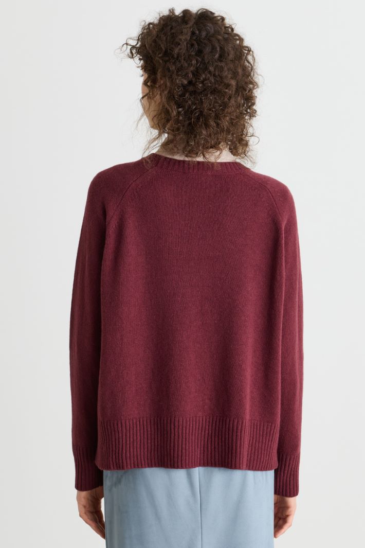 Boxy jumper with raglan sleeves - BORDEAUX - Intrend - 4