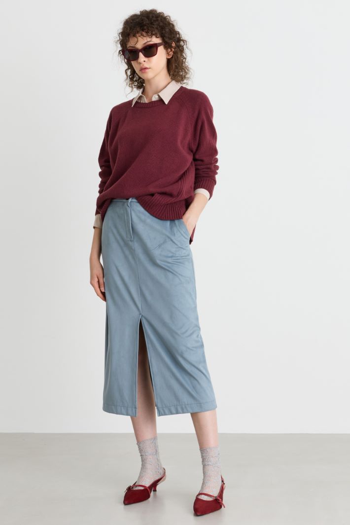 Boxy jumper with raglan sleeves - BORDEAUX - Intrend