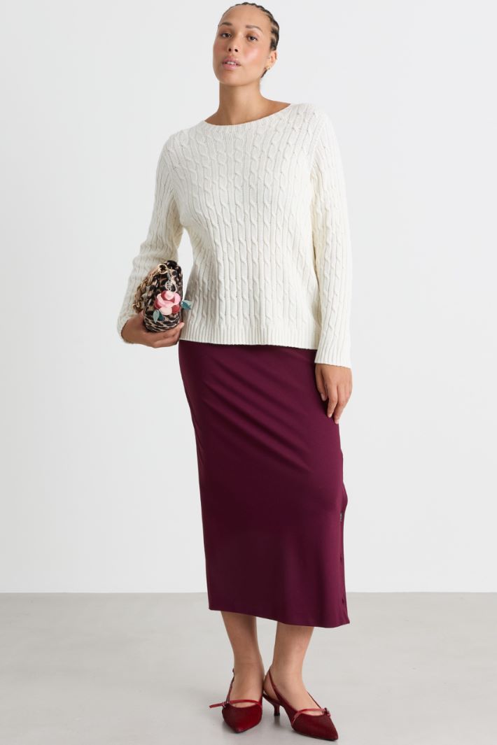 Cable-knit jumper - WHITE - Intrend