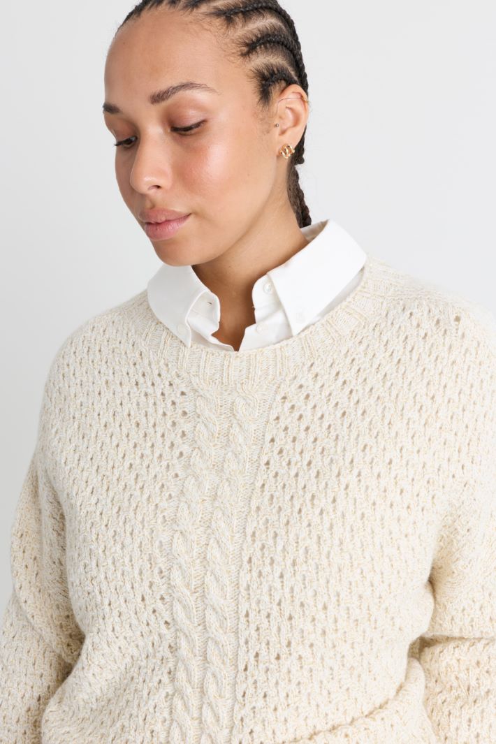 Lochstrick-Pullover - WEISS - Intrend - 3