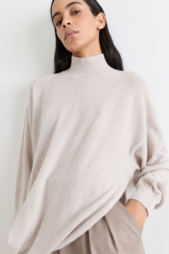 Draped jumper - BEIGE - Intrend - 3