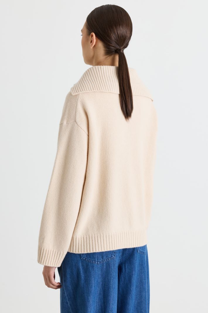 Pull boxy à col polo - BEIGE - Intrend - 4