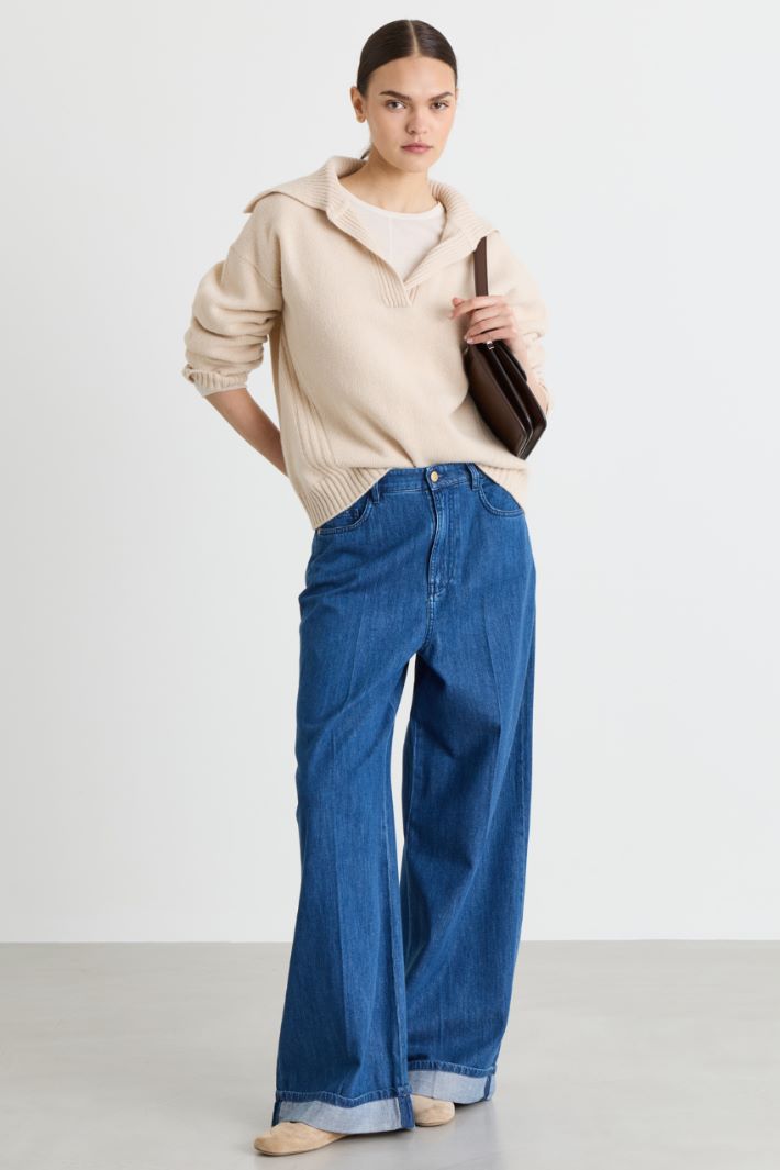 Pull boxy à col polo - BEIGE - Intrend