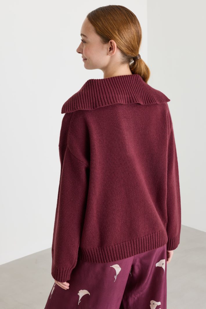 Boxy-fit polo jumper - BORDEAUX - Intrend - 4