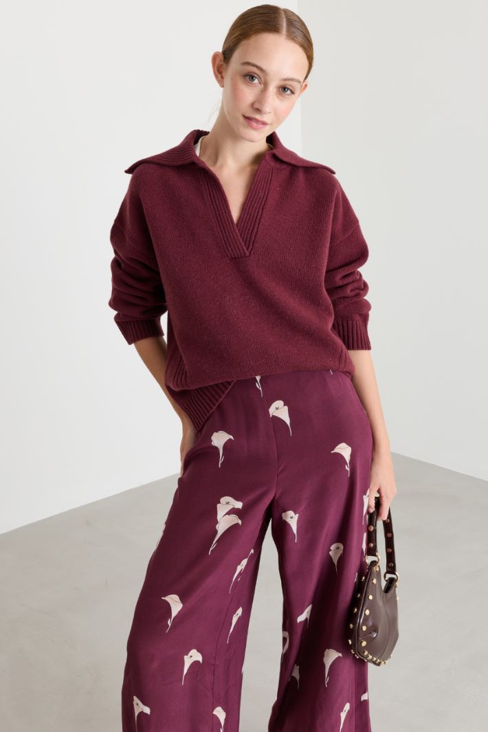 Boxy-fit polo jumper - BORDEAUX - Intrend - 2