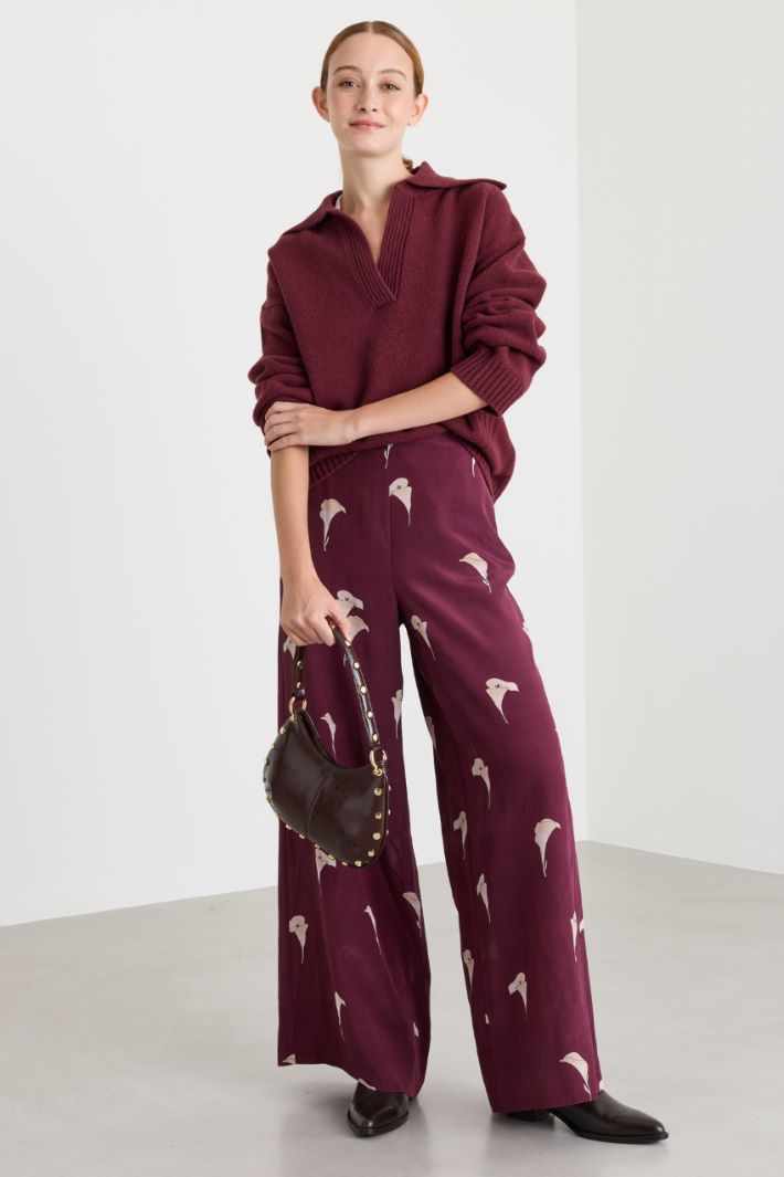 Boxy-fit polo jumper - BORDEAUX - Intrend