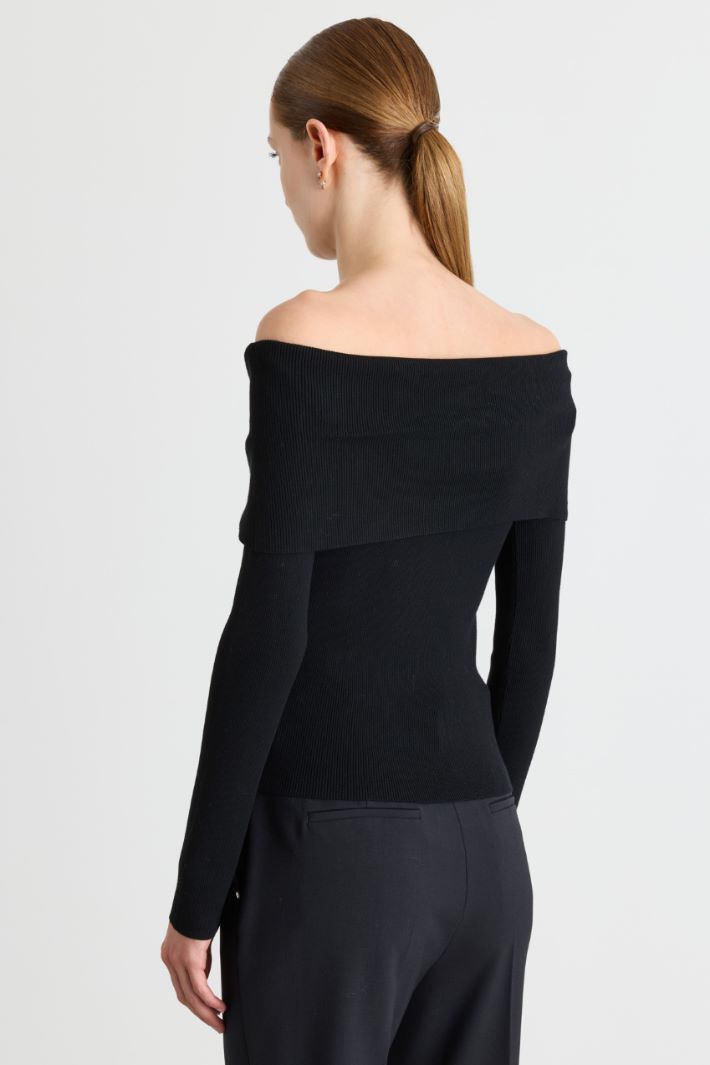 Cowl neck top - BLACK - Intrend - 4