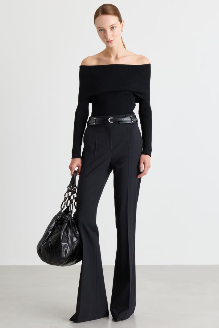 Cowl neck top - BLACK - Intrend