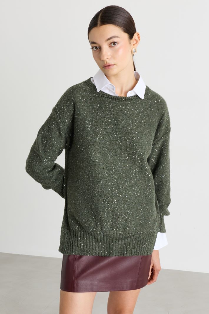 Maglia con paillettes - VERDE - Intrend - 2