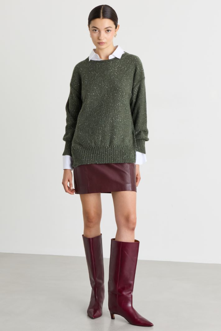 Maglia con paillettes - VERDE - Intrend