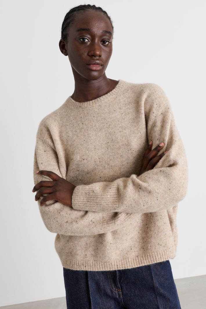 Maglia boxy in filato bottonato - BEIGE - Intrend - 3