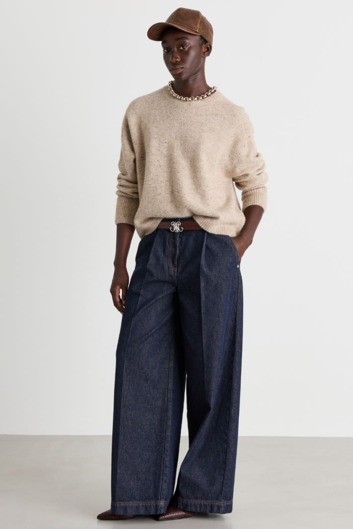 Maglia boxy in filato bottonato - BEIGE - Intrend