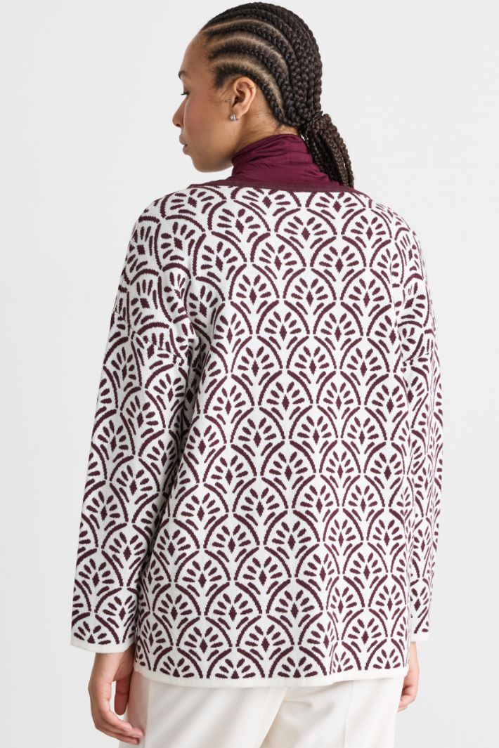Maglia jacquard - BIANCO BORDEAUX - Intrend - 4