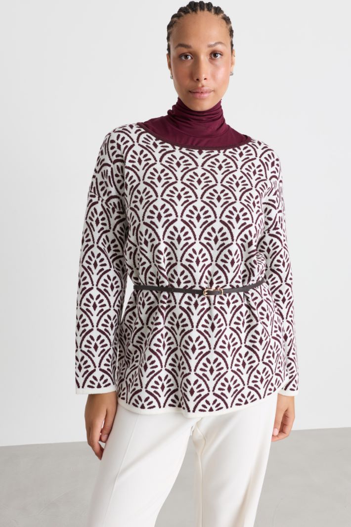 Maglia jacquard - BIANCO BORDEAUX - Intrend - 2