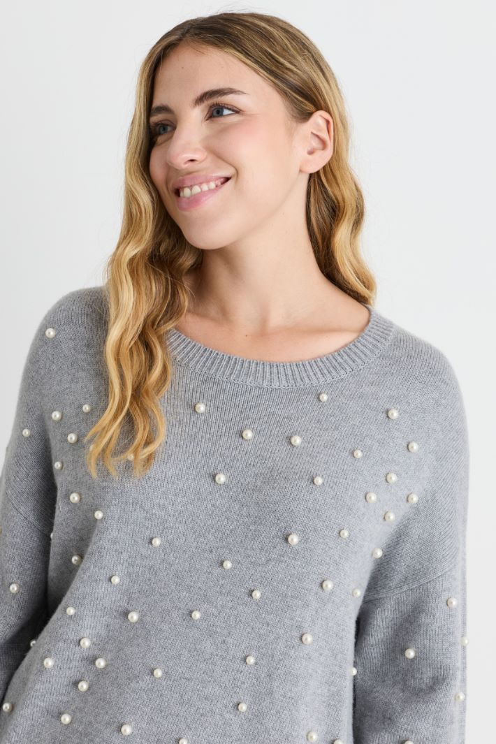 Maglia con perle - GRIGIO - Intrend - 3