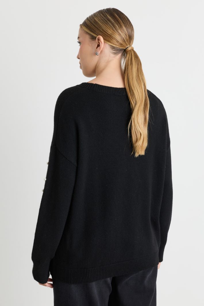 Maglia con perle - NERO - Intrend - 4
