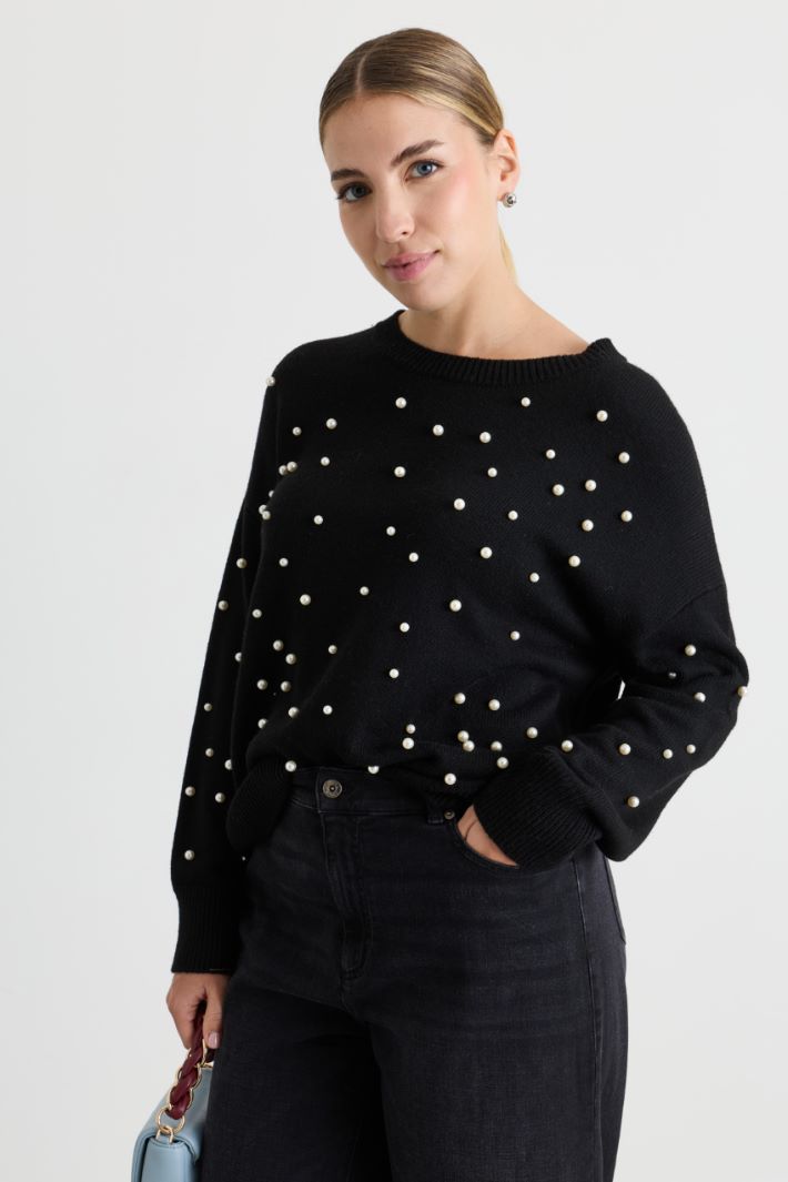 Maglia con perle - NERO - Intrend - 2