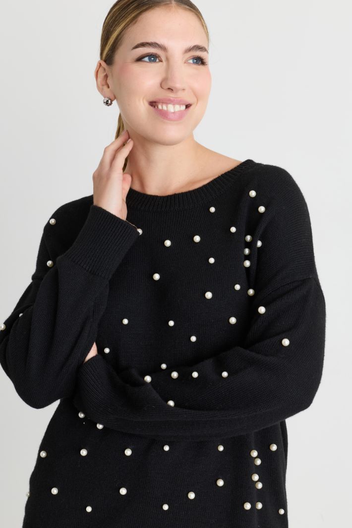 Maglia con perle - NERO - Intrend - 3
