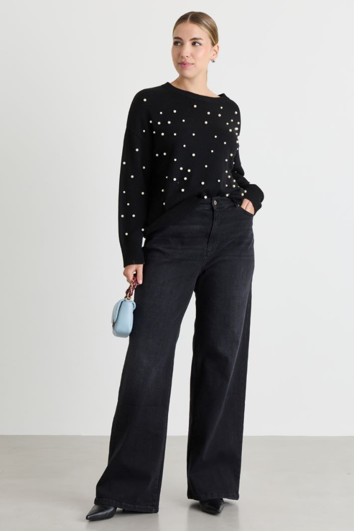 Maglia con perle - NERO - Intrend