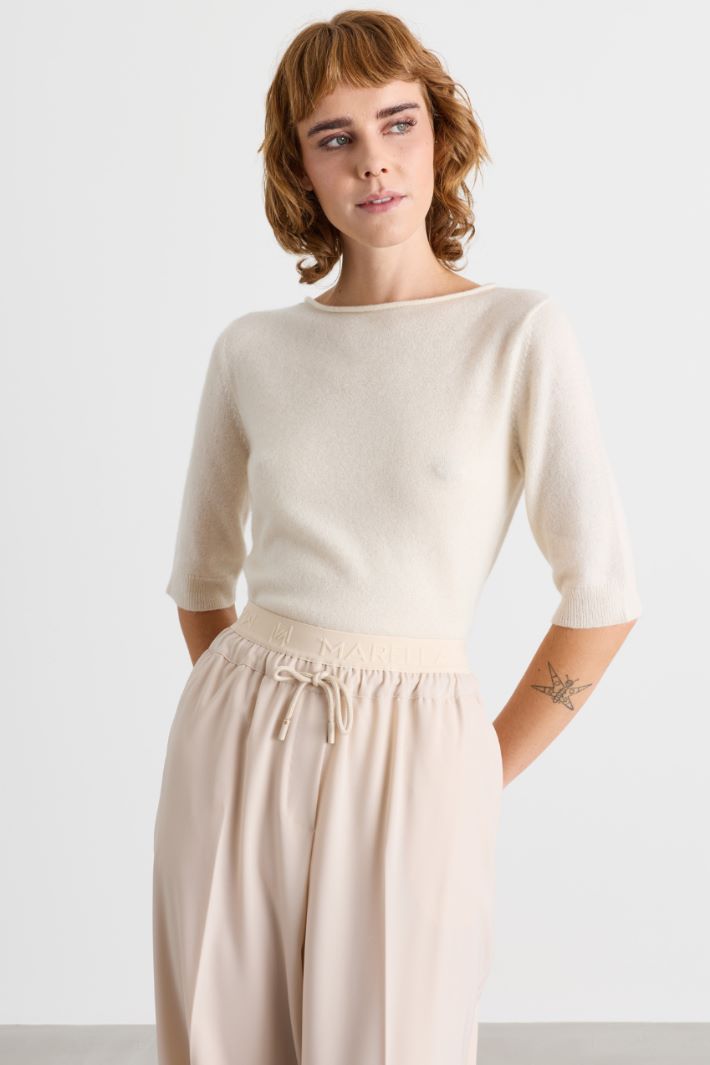 Rib-trimmed jumper - WEISS - Intrend - 2