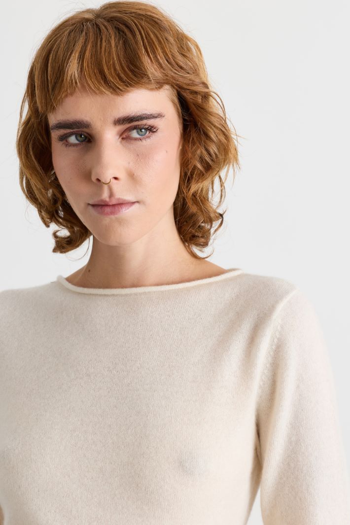 Rib-trimmed jumper - WEISS - Intrend - 3
