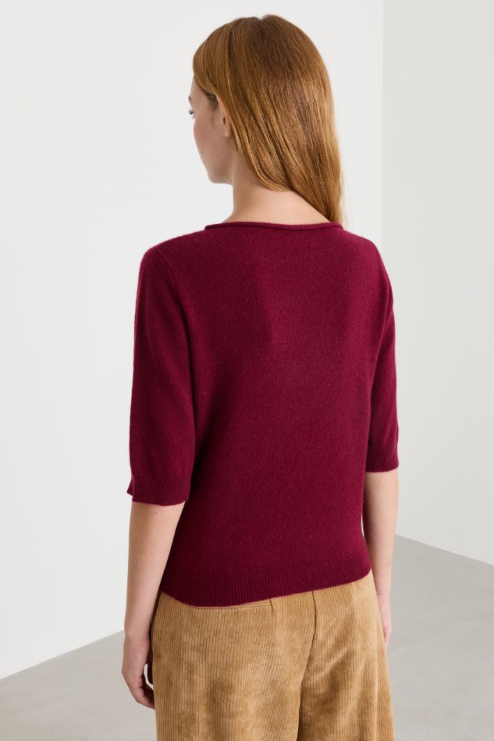 Maglia con dettagli a costine - BORDEAUX - Intrend - 4