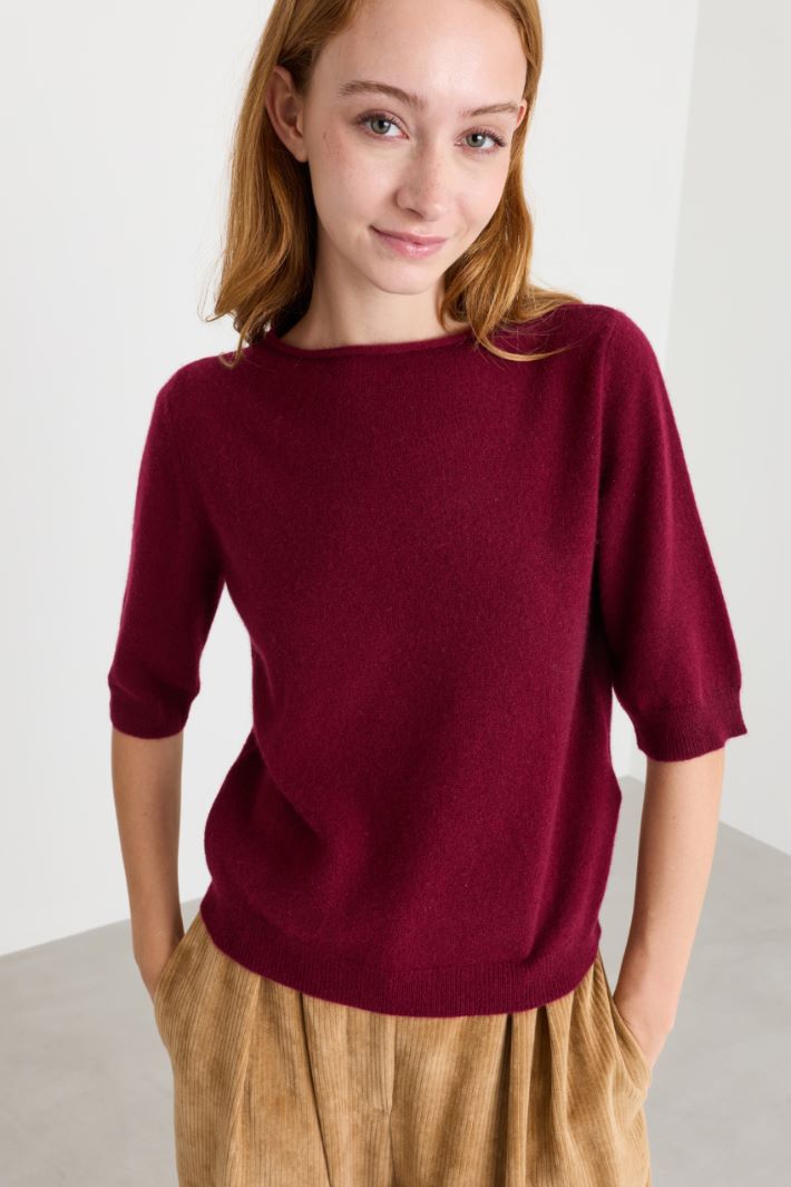 Maglia con dettagli a costine - BORDEAUX - Intrend - 3