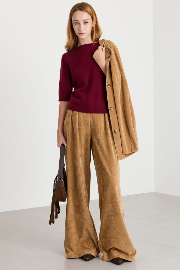 Maglia con dettagli a costine - BORDEAUX - Intrend