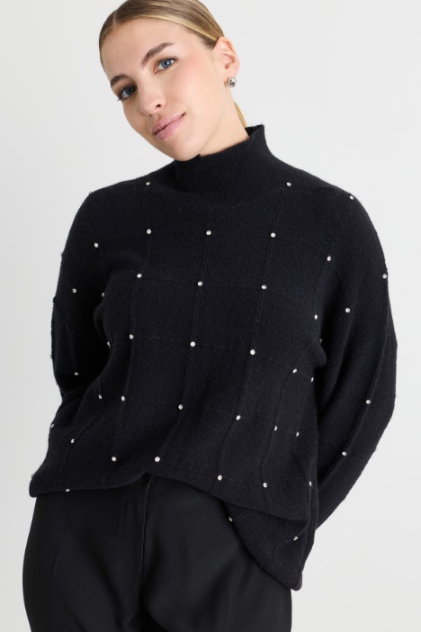Maglia dolcevita con strass