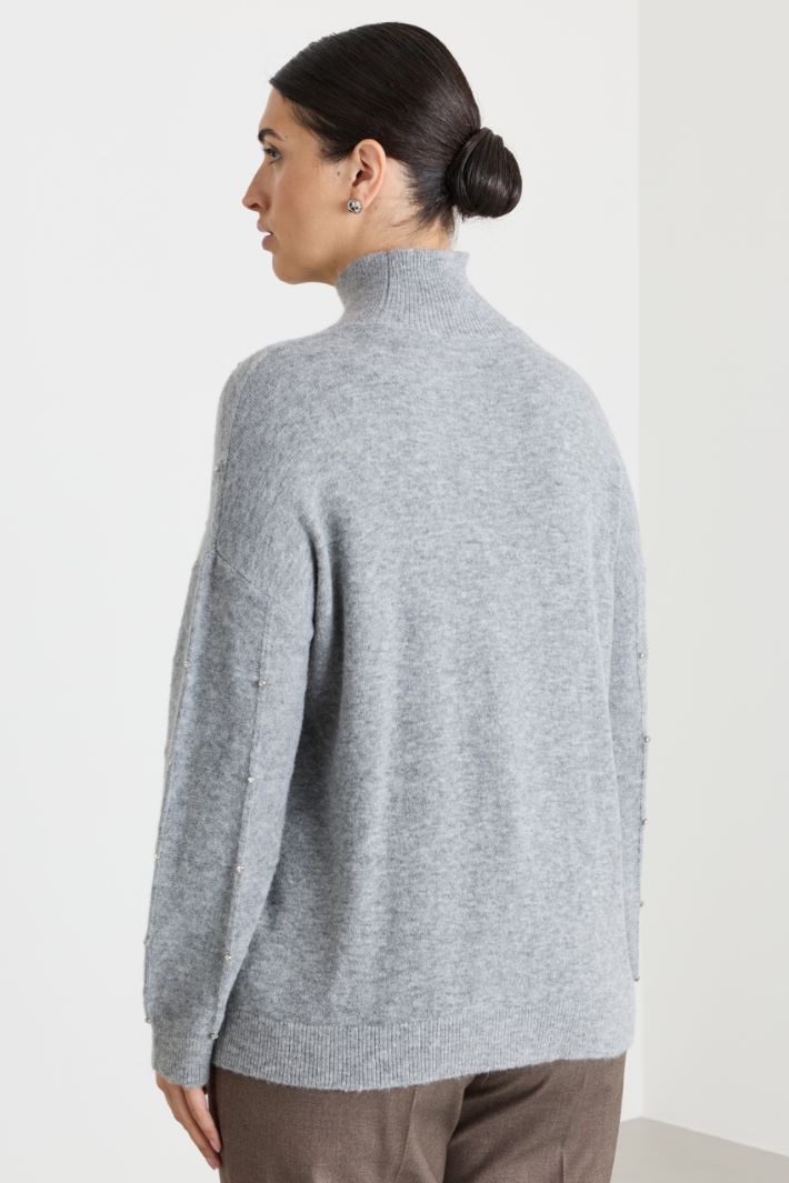Rollkragenpullover mit Strass - GRAU - Intrend - 4
