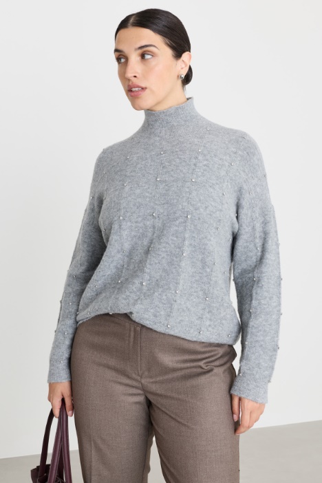 Rollkragenpullover mit Strass - Intrend
