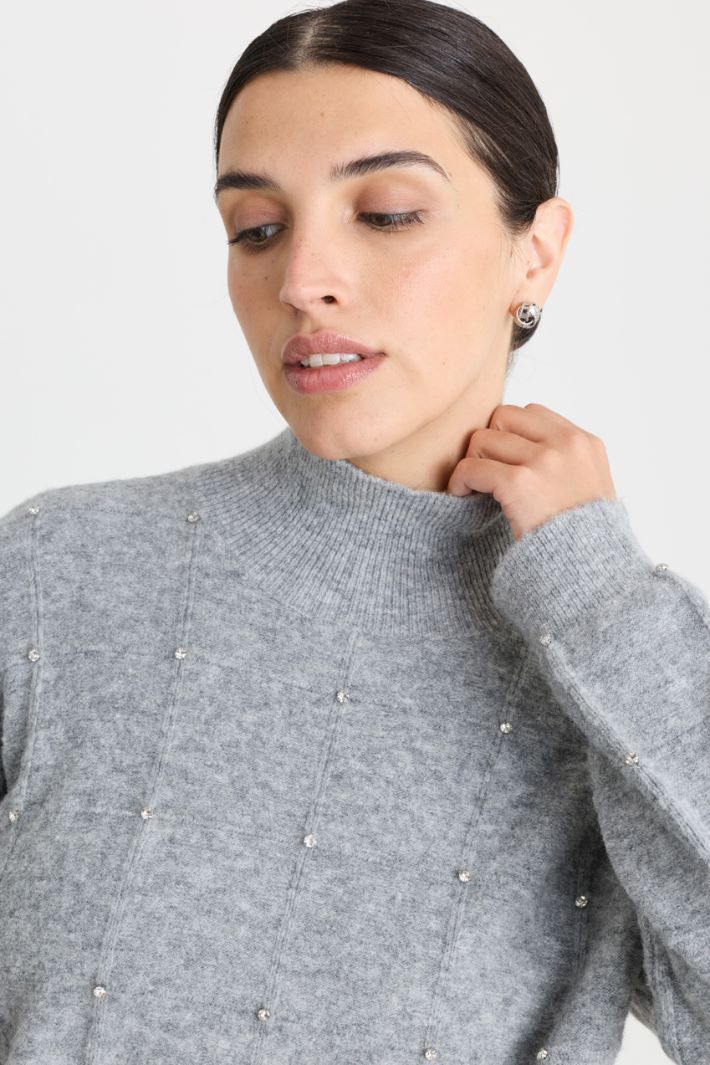 Rollkragenpullover mit Strass - GRAU - Intrend - 3