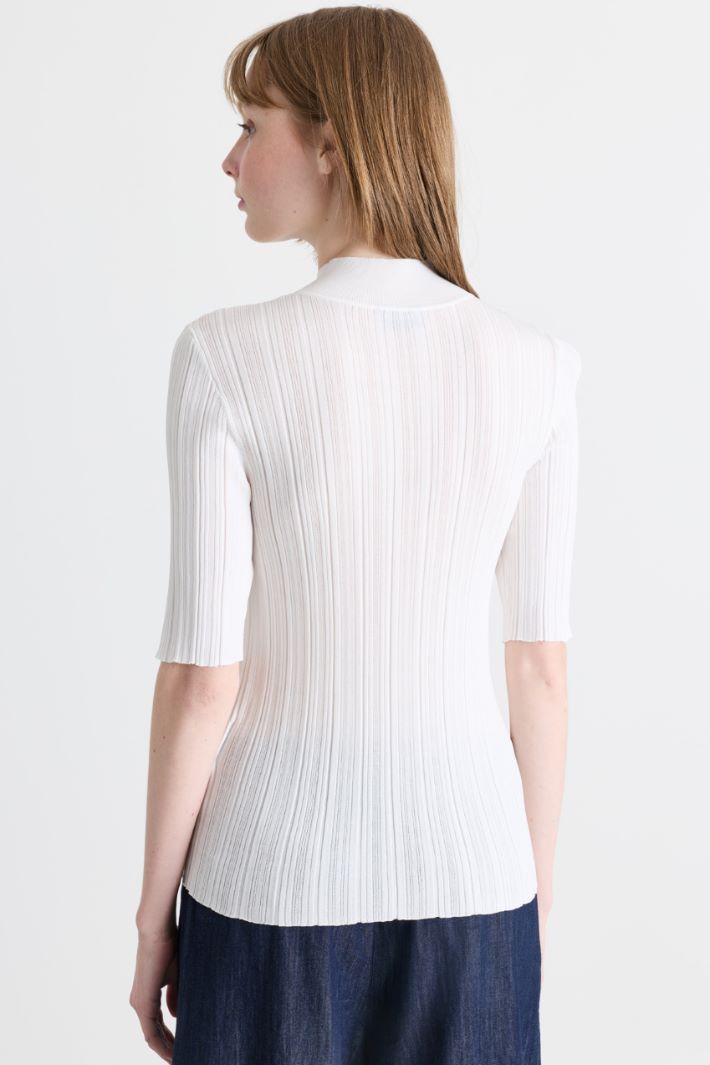 Pull à col roulé et manches courtes - BLANC - Intrend - 4