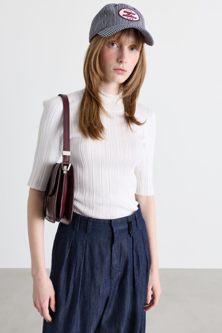 Pull à col roulé et manches courtes - BLANC - Intrend - 2