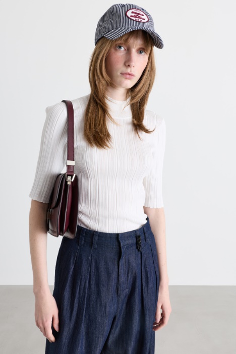 Short-Sleeved Roll-Neck Top - Intrend