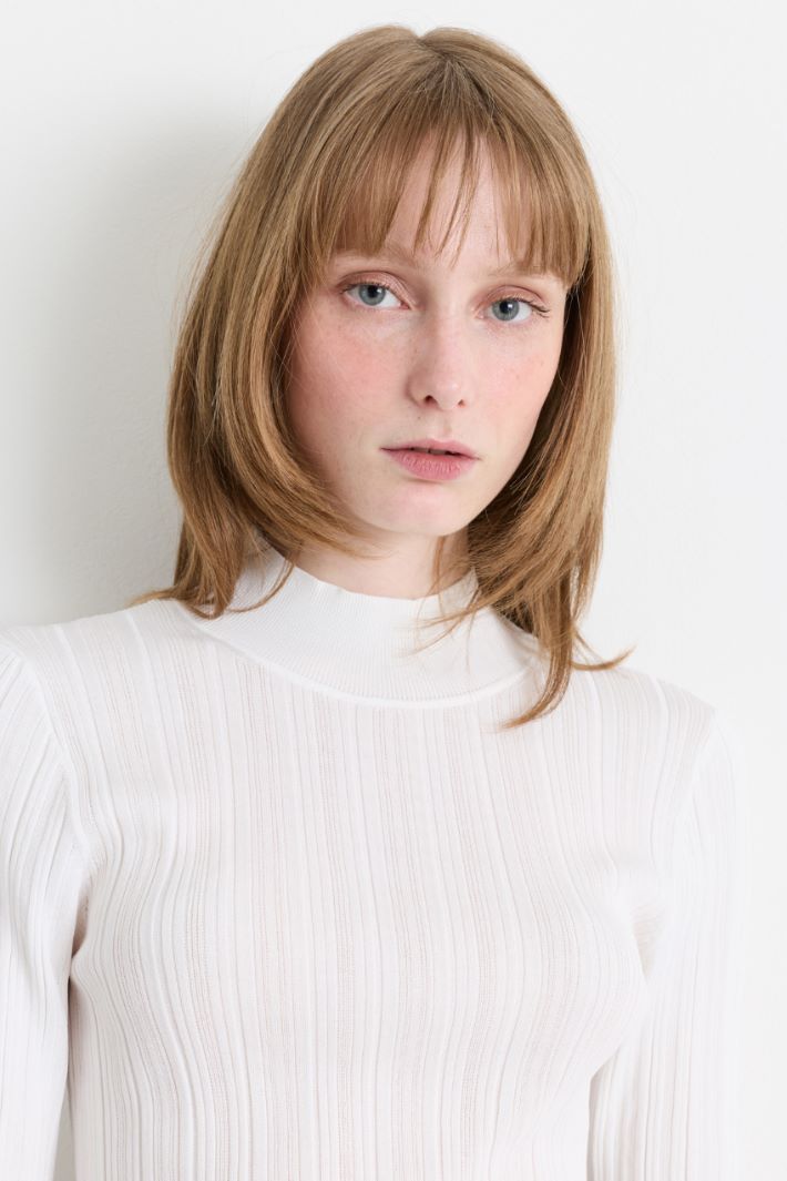 Pull à col roulé et manches courtes - BLANC - Intrend - 3