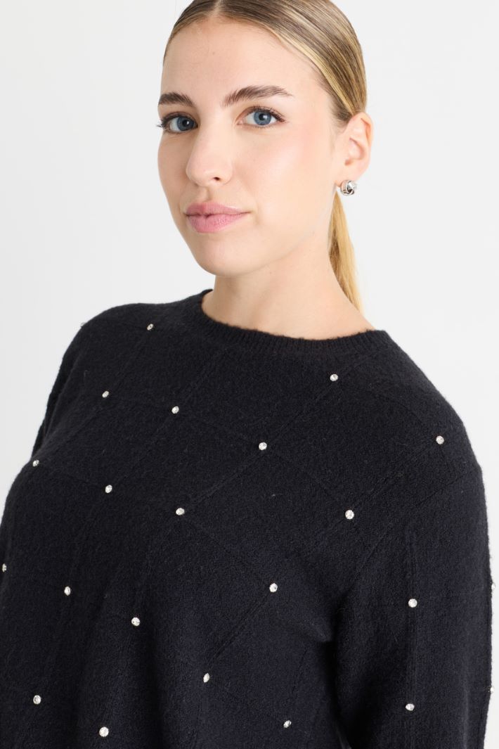 Strass-Pullover - SCHWARZ - Intrend - 3