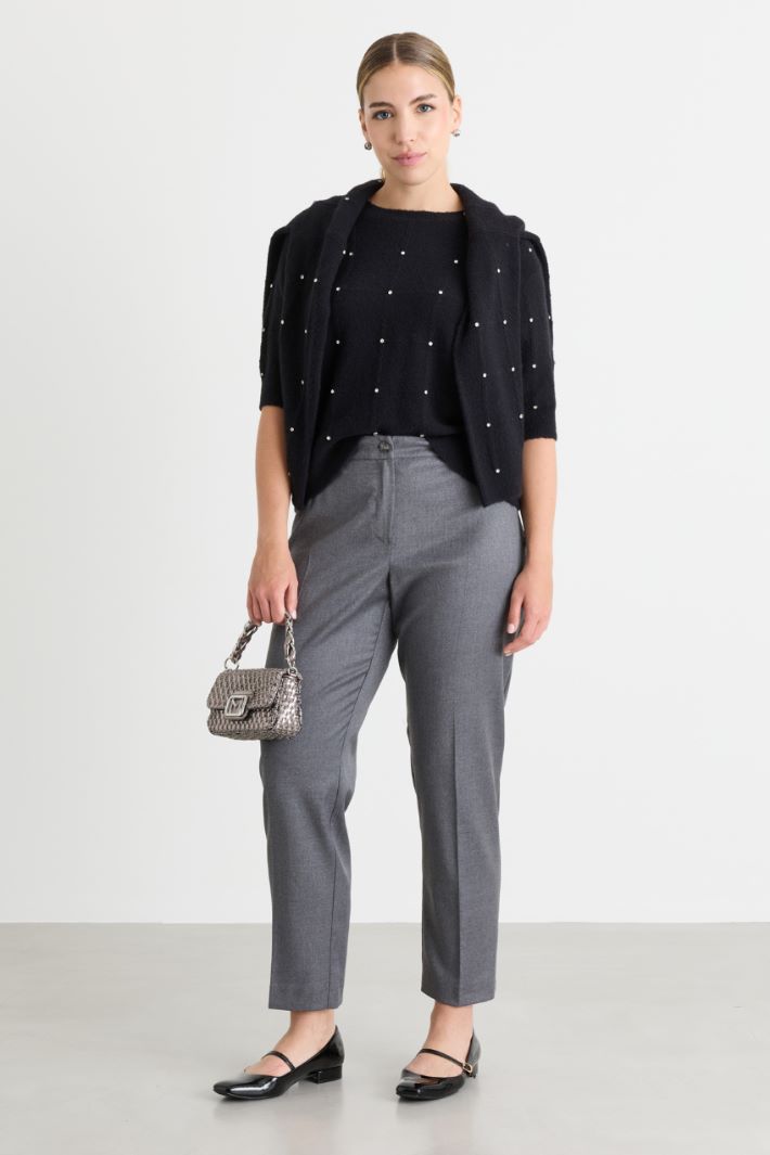 Strass-Pullover - SCHWARZ - Intrend
