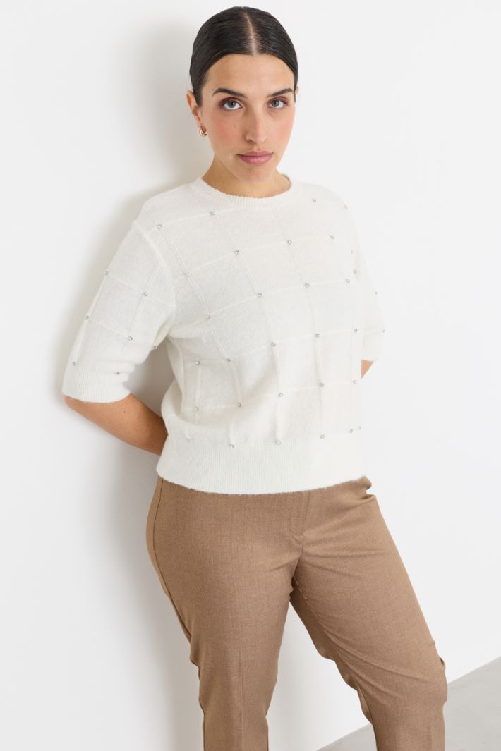 Strass-Pullover - WEISS - Intrend - 2