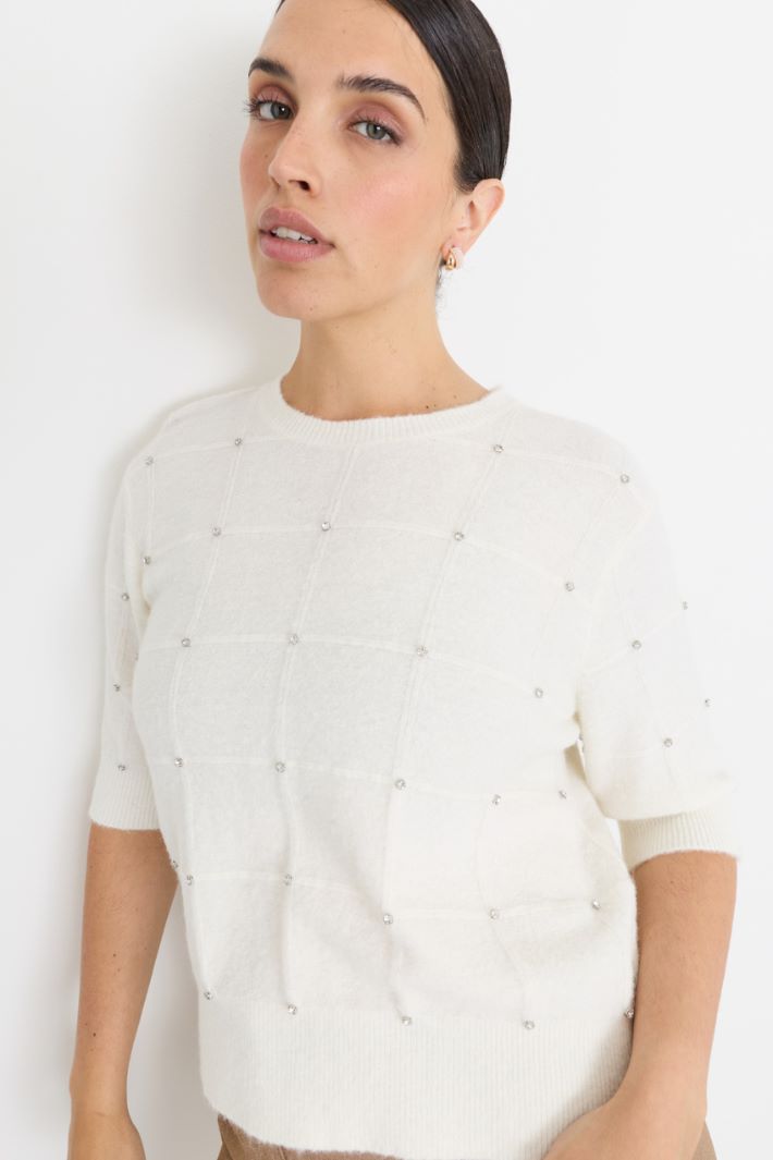Strass-Pullover - WEISS - Intrend - 3
