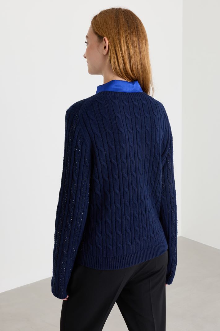 Cable-knit jumper - BLUE - Intrend - 4