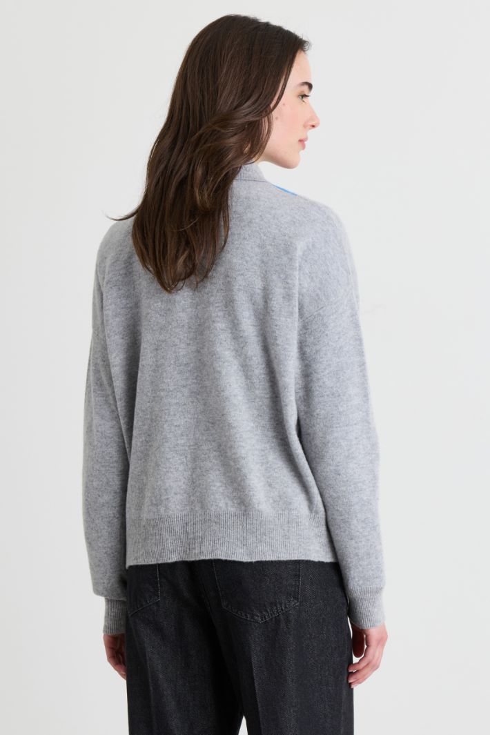Maglia a polo con intarsio - GRIGIO BLU AZZURRO - Intrend - 4