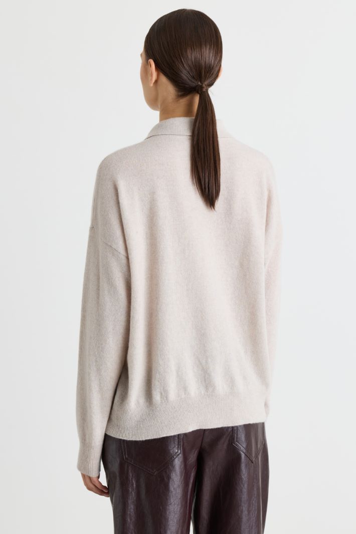 Maglia a polo con intarsio - BEIGE NERO BIANCO - Intrend - 4