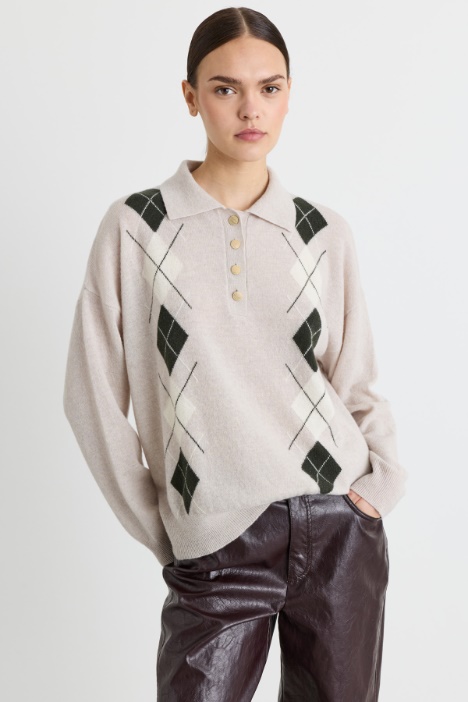 Maglia a polo con intarsio - Intrend