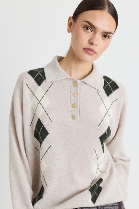 Maglia a polo con intarsio