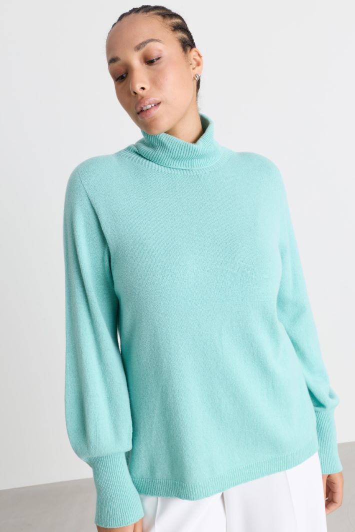 Pull à col roulé semi-ajusté - VERT - Intrend - 3