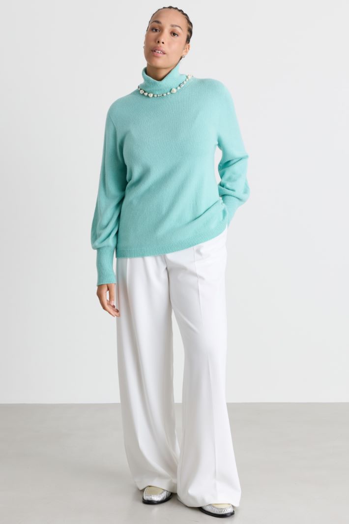 Pull à col roulé semi-ajusté - VERT - Intrend