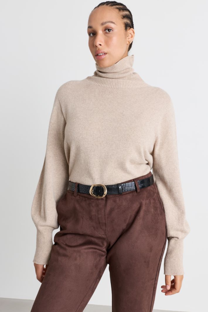 Pull à col roulé semi-ajusté - BEIGE - Intrend - 2