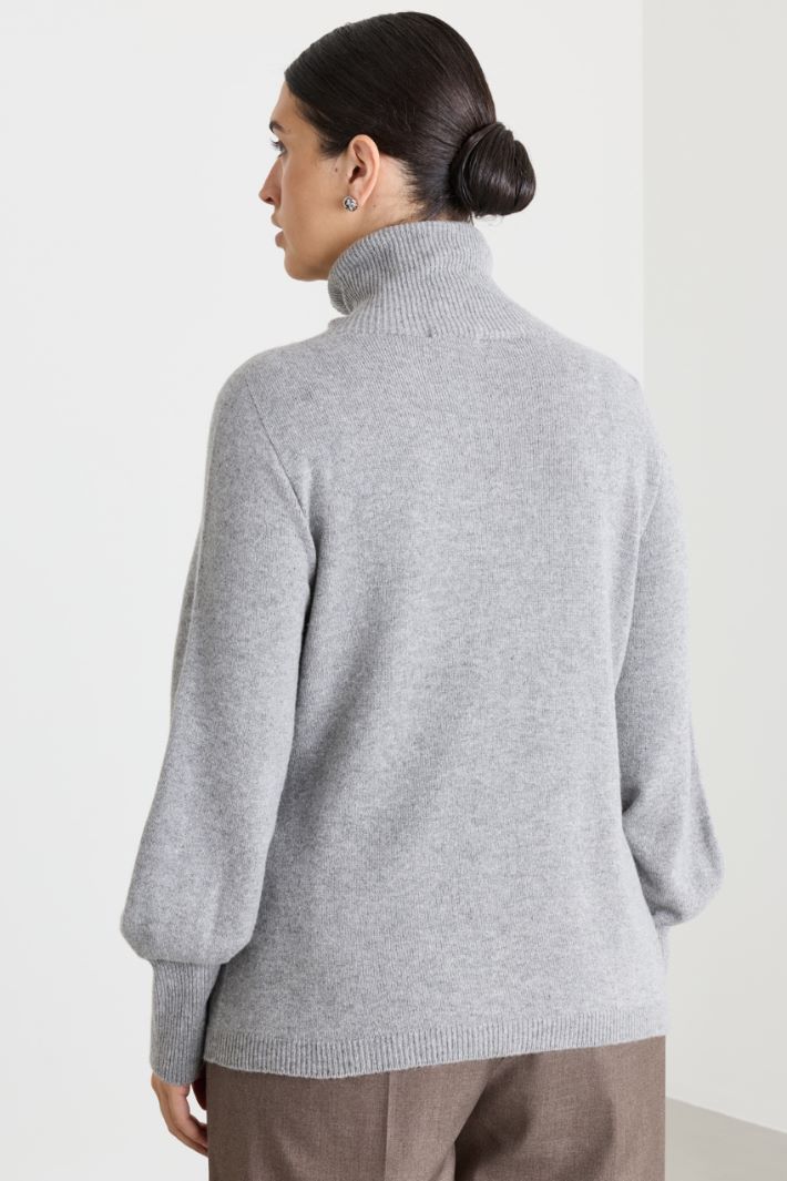 Semi-fitted polo neck jumper - GREY - Intrend - 4
