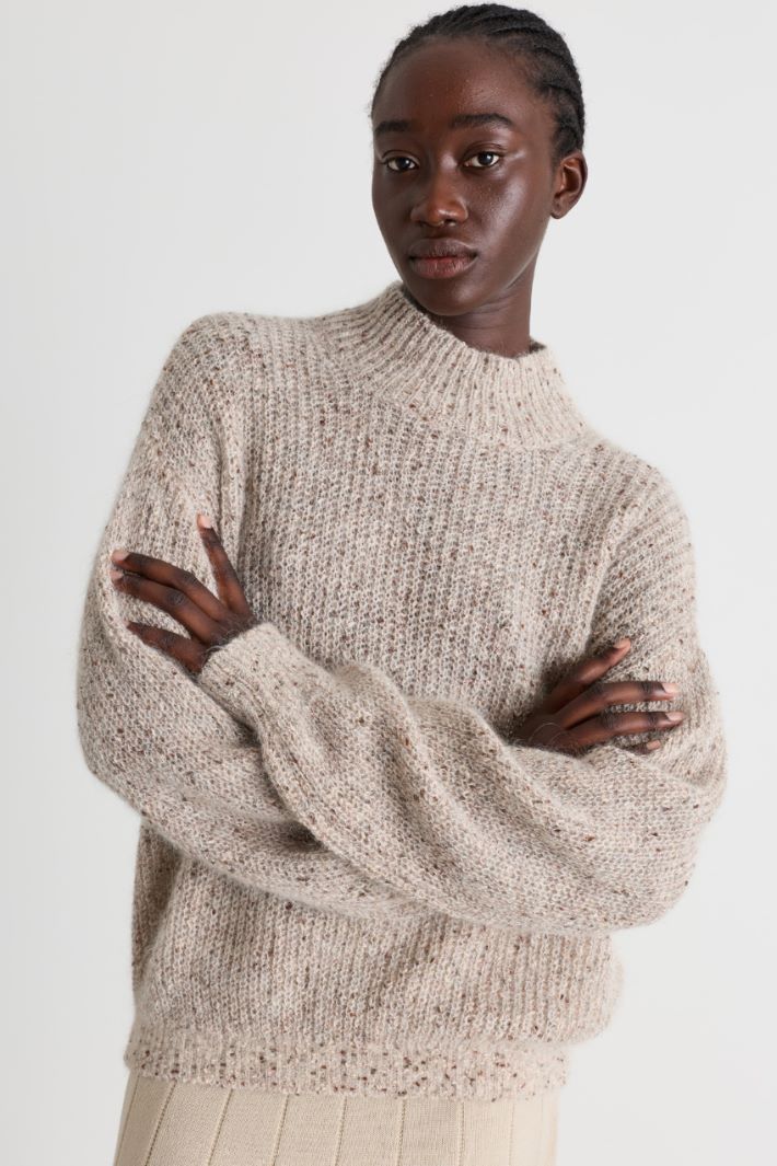 Maglia in filato bottonato - BEIGE - Intrend - 2